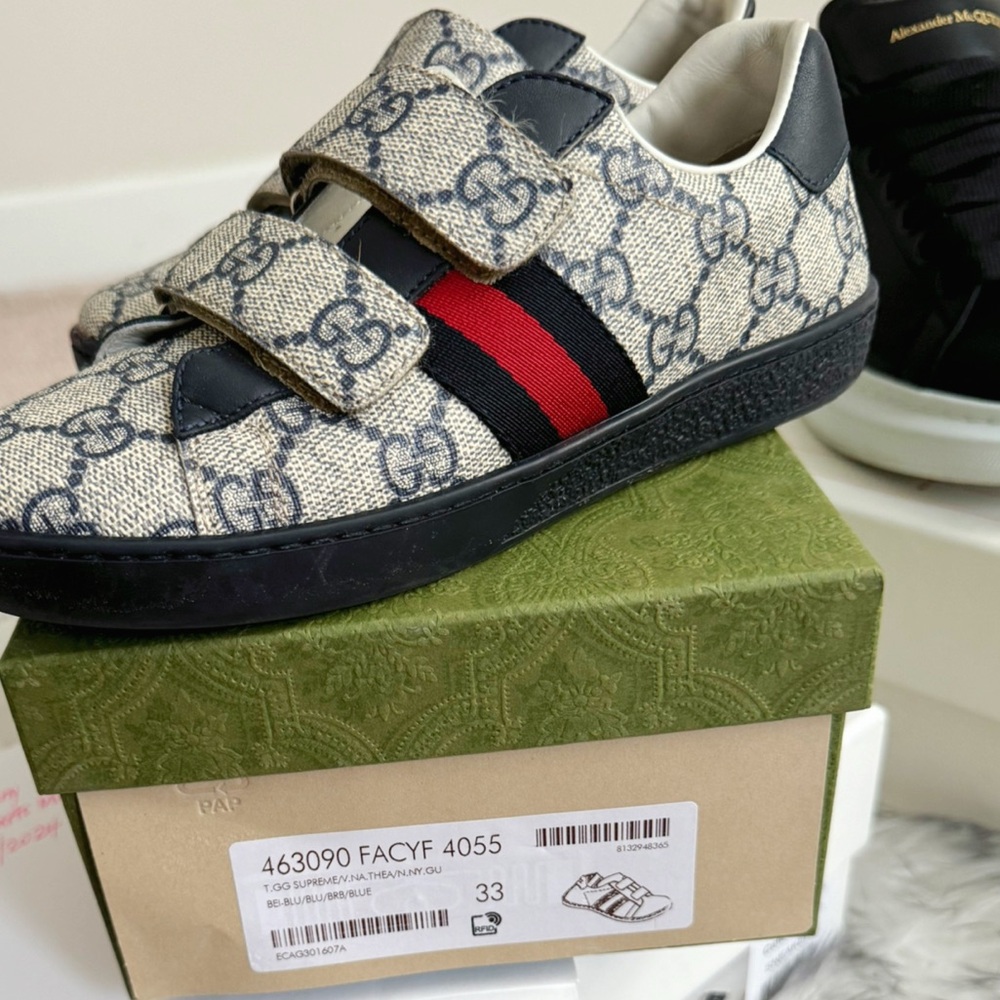 Gucci Kids' Designer Sneakers - Blue and Beige - Picture 3 of 4